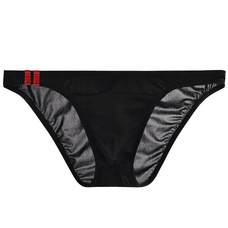 Men's Underwear Summer Ice Silk Thin Seamless U Bulge Pouch Sexy Men Briefs Mid Waist Breathable Underpants Male Panties Cueca