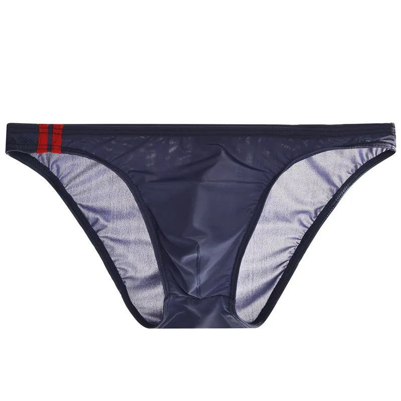Men's Underwear Summer Ice Silk Thin Seamless U Bulge Pouch Sexy Men Briefs Mid Waist Breathable Underpants Male Panties Cueca