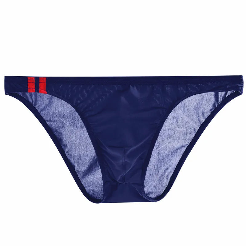 Men's Underwear Summer Ice Silk Thin Seamless U Bulge Pouch Sexy Men Briefs Mid Waist Breathable Underpants Male Panties Cueca