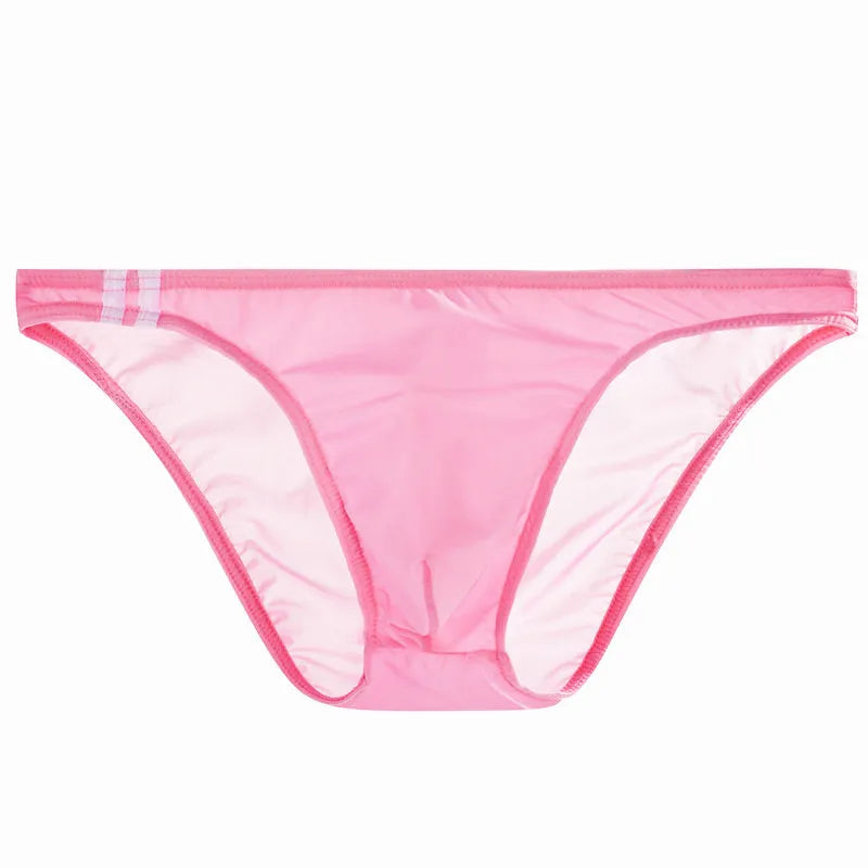 Men's Underwear Summer Ice Silk Thin Seamless U Bulge Pouch Sexy Men Briefs Mid Waist Breathable Underpants Male Panties Cueca