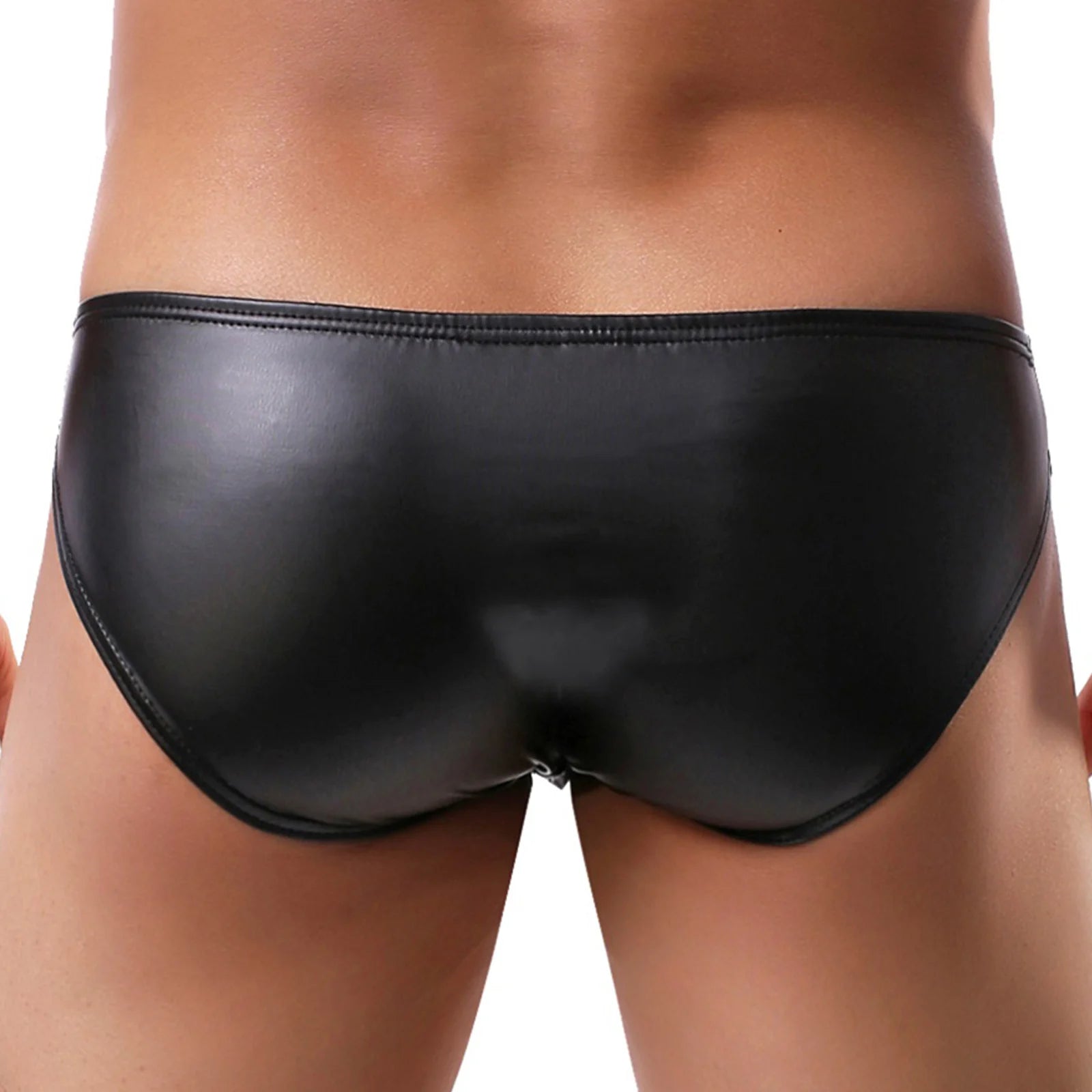 Sexy Men Briefs Underwear Slips homme Cueca Faux Leather Shorts Low Waist Panties U Convex Pouch Underpants Male