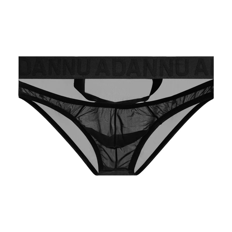 New Men's Transparent Underwear Sexy Low Waist Briefs With Rings U convex Pouch Man Comfortable Underpants Male Panties