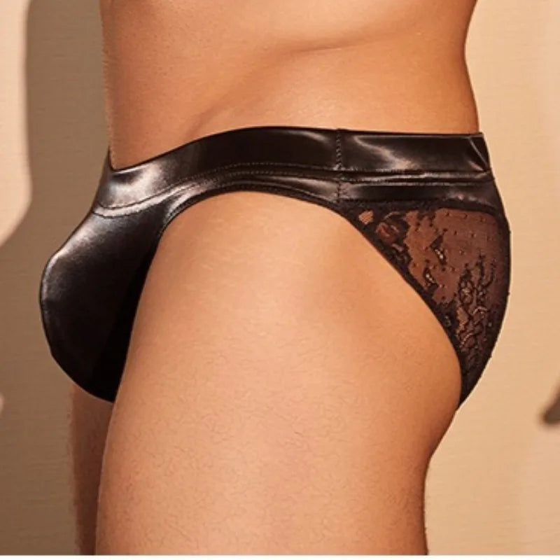 Men's Underwear Lace Sexy Lingerie Erotic Briefs Man Convex Pouch Underpants Low Waist Perky Transparent Male Triangle Panties