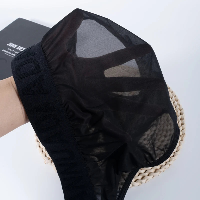 New Men's Transparent Underwear Sexy Low Waist Briefs With Rings U convex Pouch Man Comfortable Underpants Male Panties