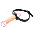 Double-Ended Dildos Gag Strap On Open Mouth Dong Plug PU Leather Harness Realistic Cock Bondage Adult Games Sex Toys For Couples