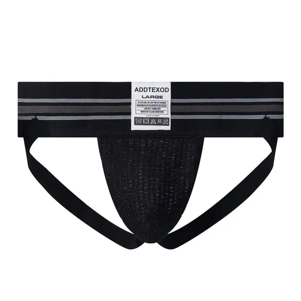 Mens Athletic Supporter Jockstrap With 3 Inch Wide Waistband Gym Workout Jock Strap Brief Stretch Mesh Pouch Sexy Gay Underwear